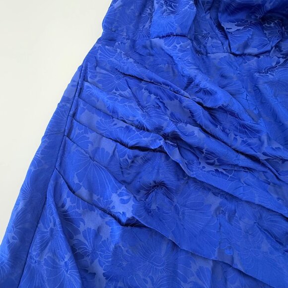 Ronny Kobo Virgo ruched floral satin sheath dress in blue silk blend, M - Picture 12 of 13